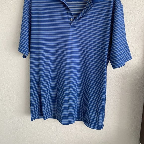 Nike Dri Fit Blue Striped Cotton Golf Polo - Picture 4 of 5